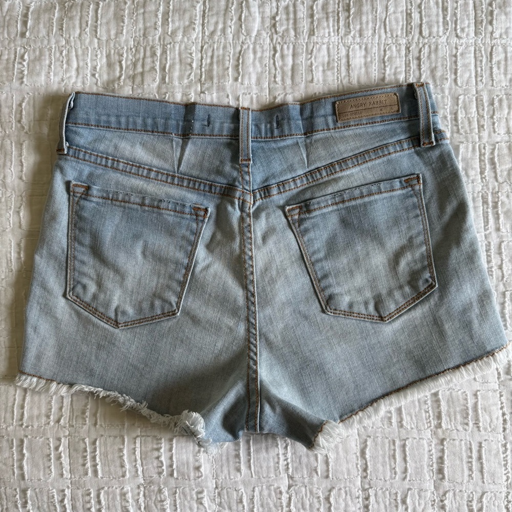 Angry Rabbit Blue Jean Shorts Distressed High-Waisted - Picture 2 of 3